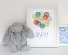 Load image into Gallery viewer, Personalised New Baby Balloons Print - Autumnal Blue