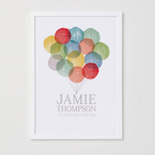 Load image into Gallery viewer, Personalised New Baby Balloons Print - Muted Rainbow
