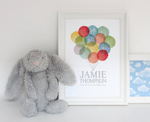 Load image into Gallery viewer, Personalised New Baby Balloons Print - Primary Rainbow