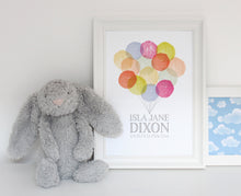 Load image into Gallery viewer, Personalised New Baby Balloons Print - Pink Rainbow