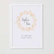Load image into Gallery viewer, Personalised New Baby Floral Print - Yellow