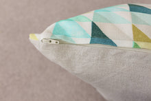 Load image into Gallery viewer, Handmade Geometric Linen Cushion - Aqua Allover