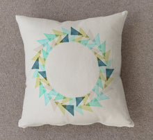 Load image into Gallery viewer, Handmade Geometric Linen Cushion - Aqua Circle