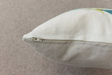 Load image into Gallery viewer, Handmade Geometric Linen Cushion - Aqua Circle