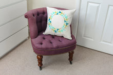 Load image into Gallery viewer, Handmade Geometric Linen Cushion - Aqua Circle