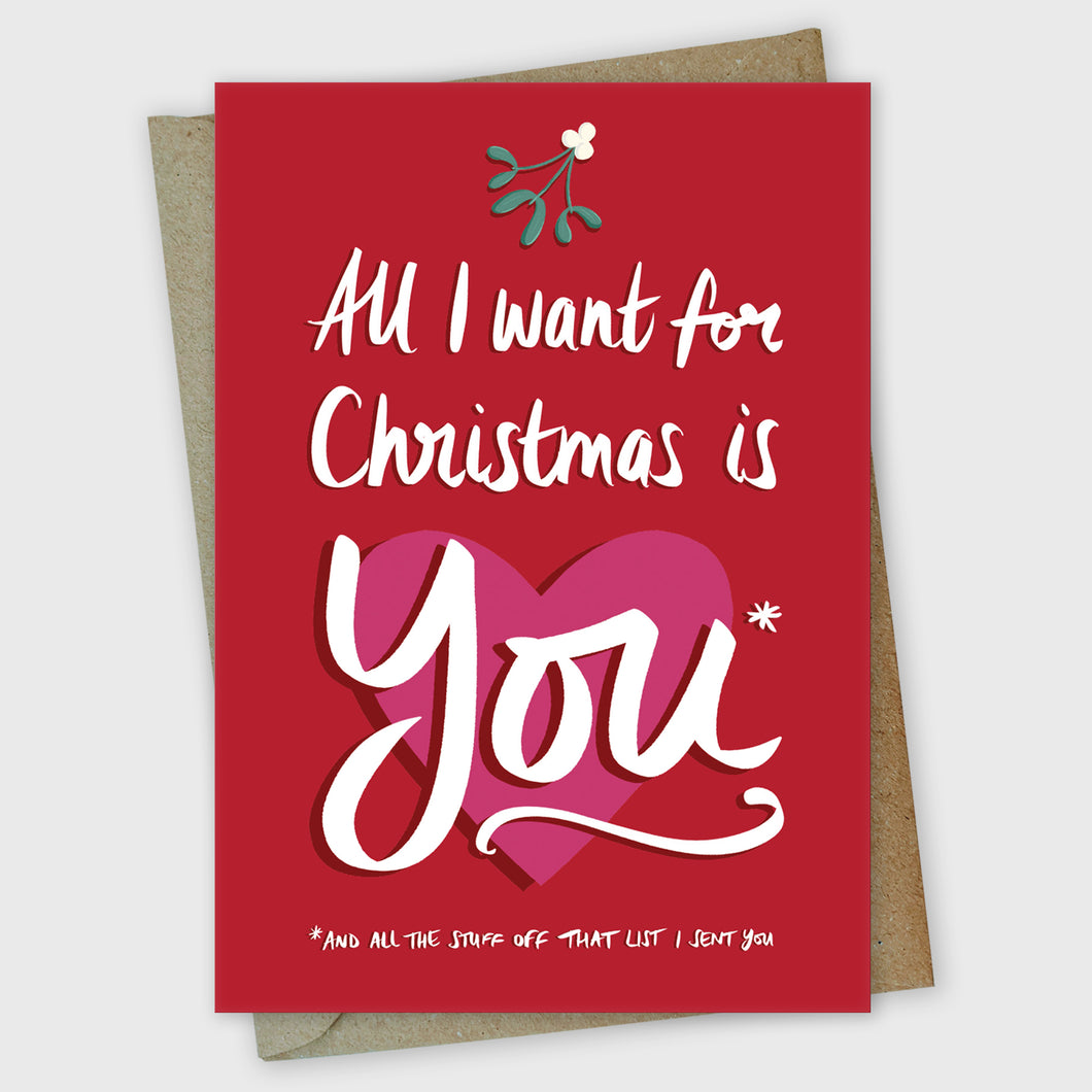 All I Want for Christmas Smallprint Christmas Card