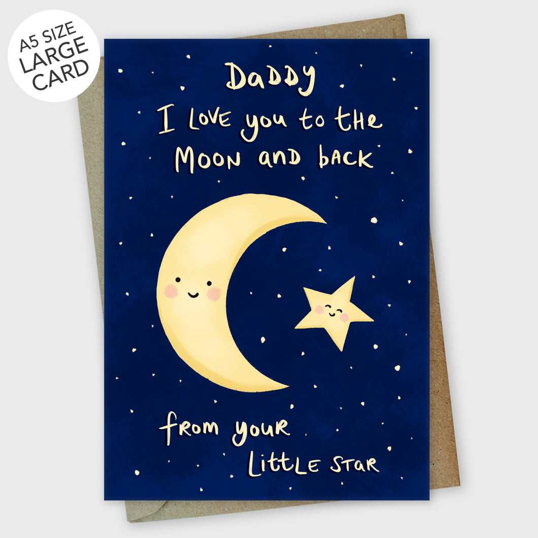 I love you to the Moon and Back Daddy Cute Star Father's Day Card