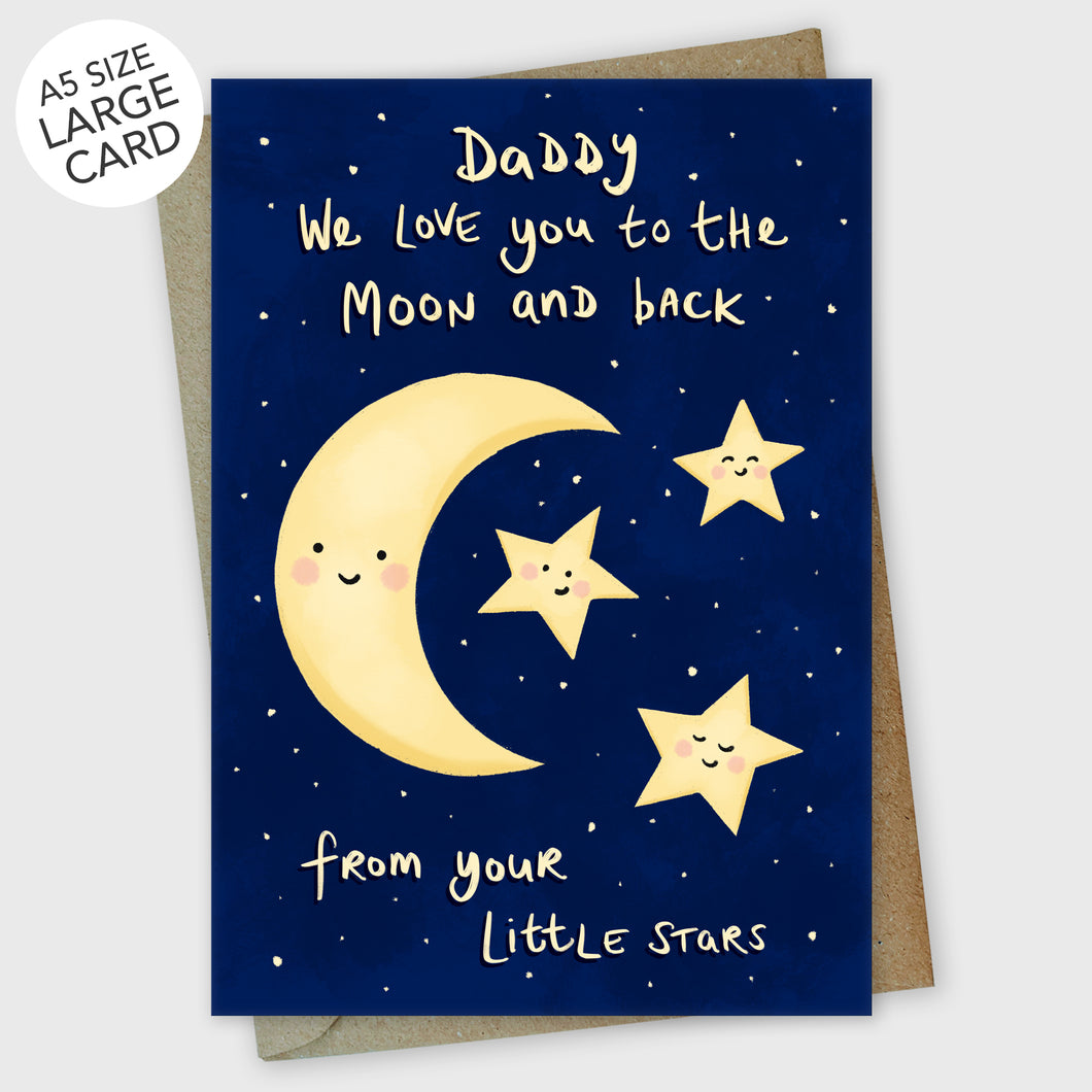 We love you to the Moon and Back Daddy Cute Star Father's Day Card from 3 kids