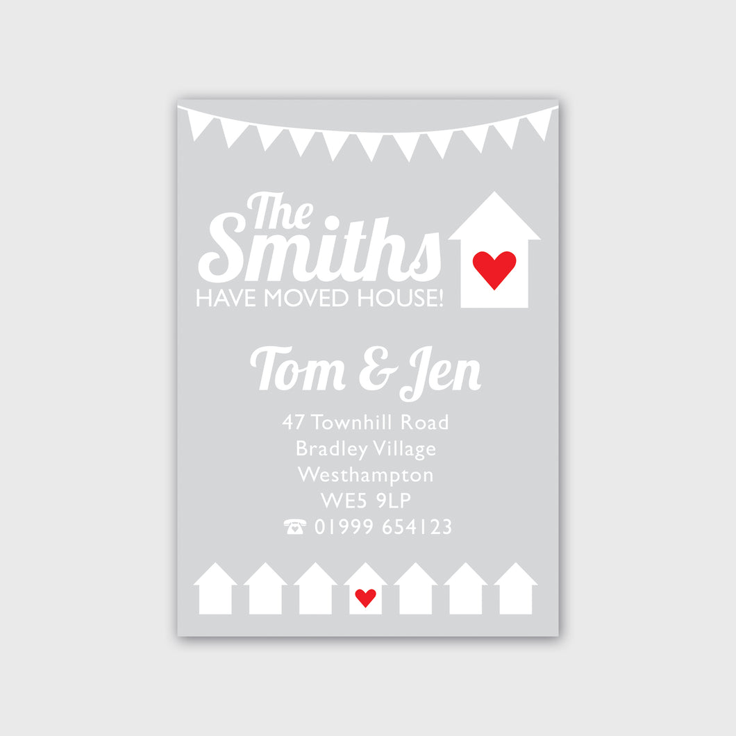 Personalised New Address Announcement Postcards - Grey