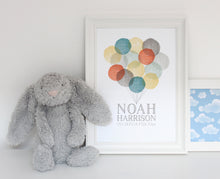 Load image into Gallery viewer, Personalised New Baby Balloons Print - Autumnal Blue
