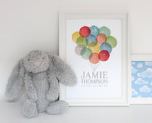 Load image into Gallery viewer, Personalised New Baby Balloons Print - Primary Rainbow
