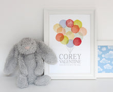 Load image into Gallery viewer, Personalised New Baby Balloons Print - Muted Rainbow
