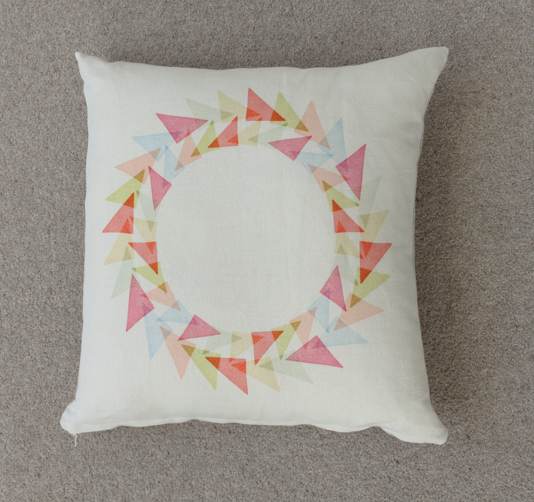 Handmade Geometric Linen Cushion - Pink Circle