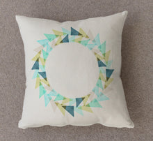 Load image into Gallery viewer, Handmade Geometric Linen Cushion - Aqua Circle
